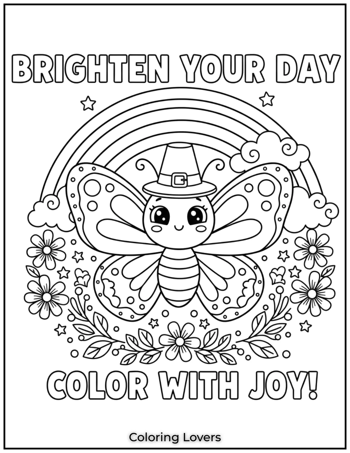This cute butterfly with a cheerful rainbow is perfect for kids to brighten their day with creativity 1