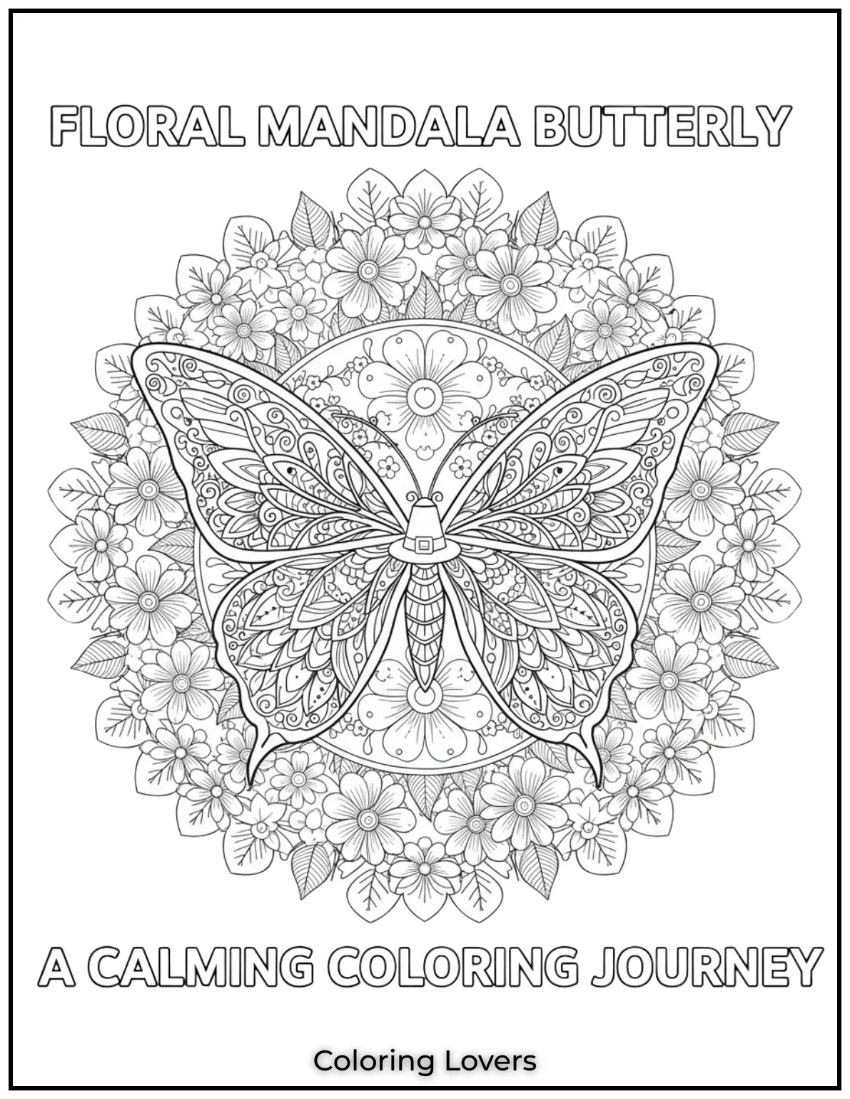 This detailed mandala butterfly is full of floral patterns. A calming choice for your coloring moments 4