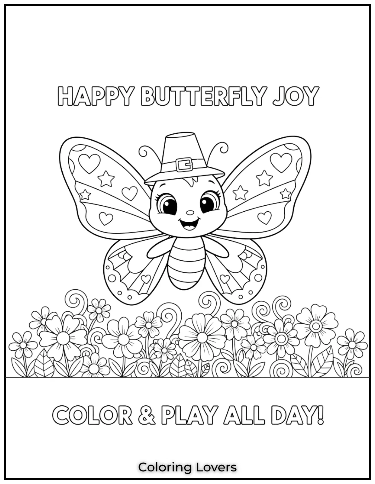 This happy baby butterfly is full of charm and joy. A wonderful coloring page for kids of all ages 4