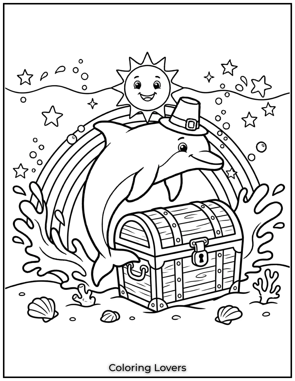 Look at this curious dolphin discovering a treasure chest! 