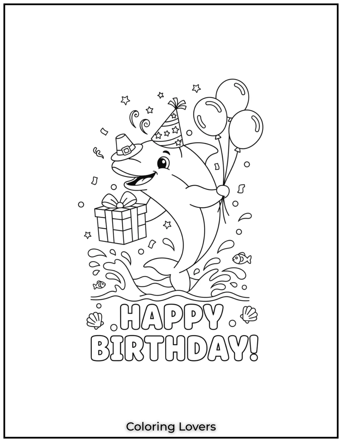 This cheerful dolphin is ready to celebrate with you. 