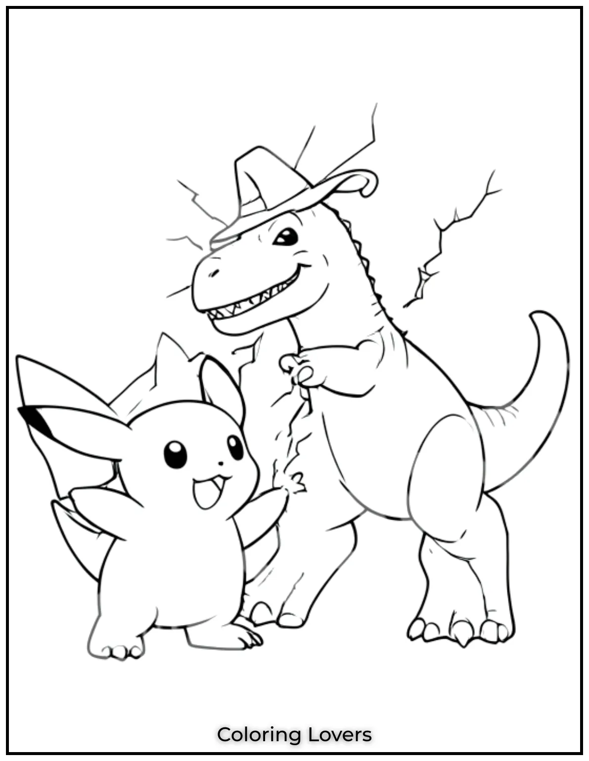 This electric duo of Pikachu and a roaring dinosaur is ready to charge! 
