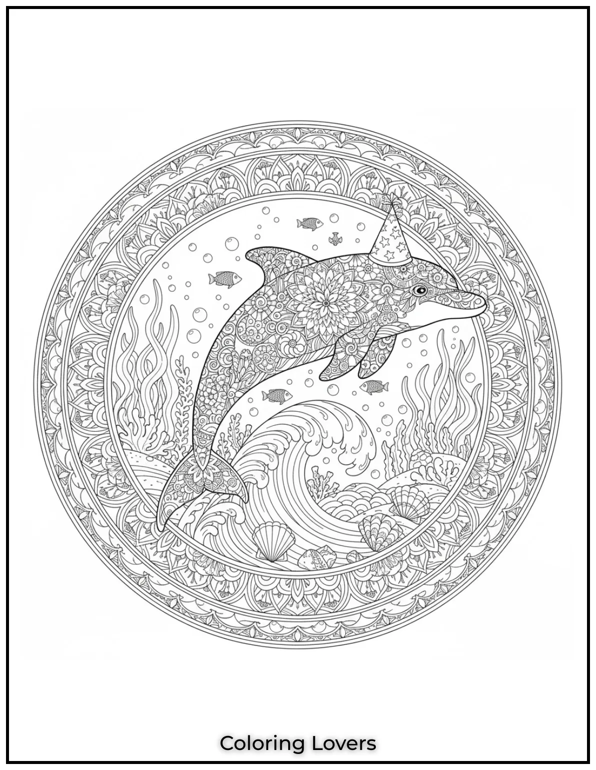 This printable dolphin coloring page 
