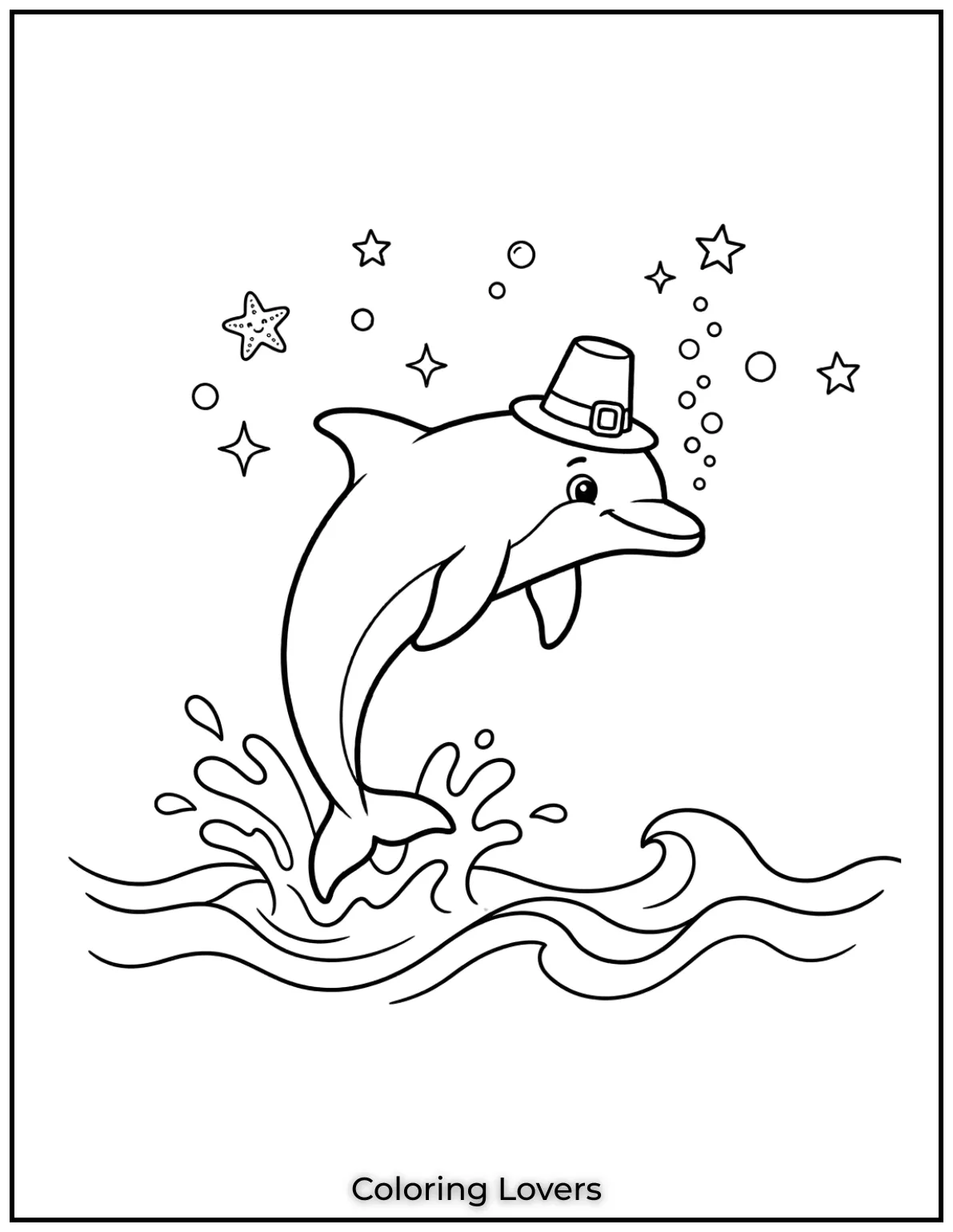 This simple dolphin is leaping gracefully out of the water, ready for you to add your creative touch.