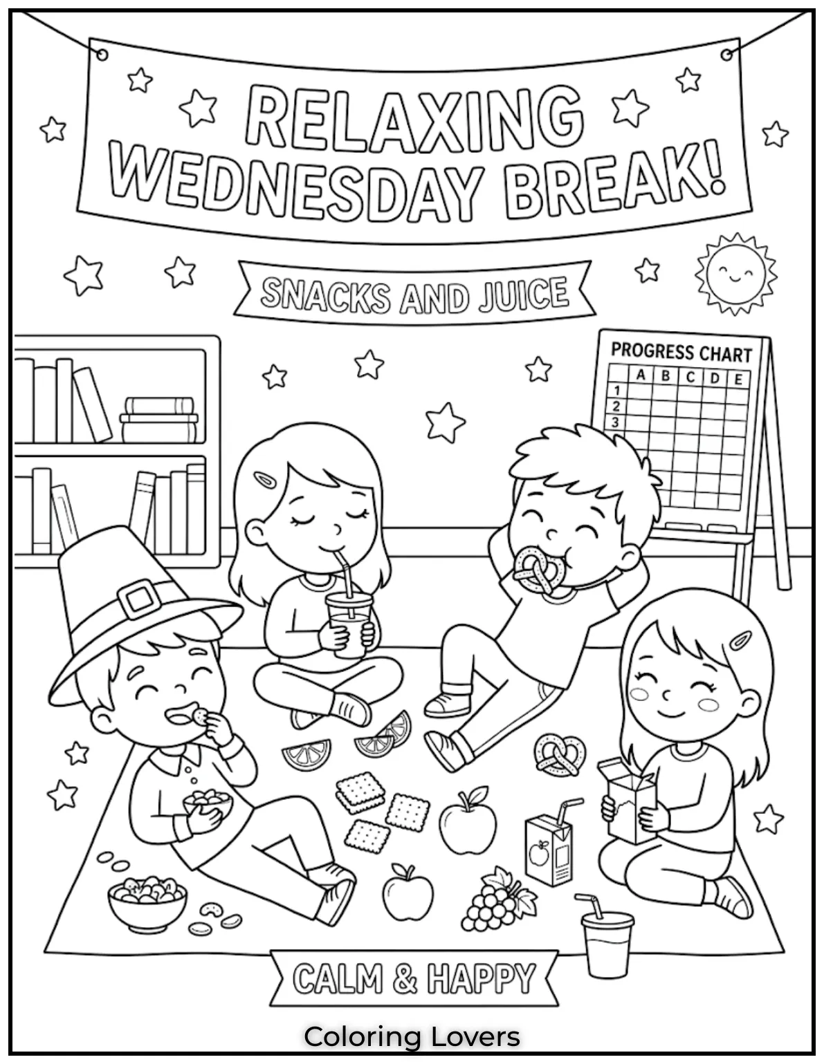 Wednesday Coloring Pages: Relaxing, Creative & Free Printables for Everyone 14 A relaxing Wednesday coloring page gives kids a peaceful break while enjoying creative activities.