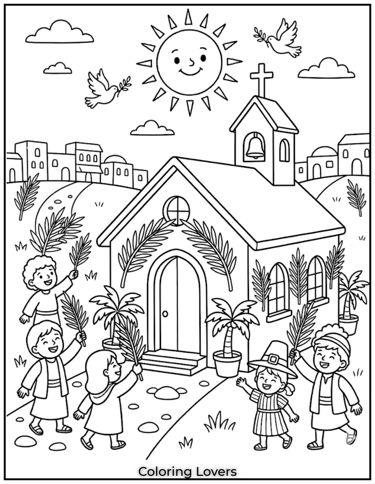 Peaceful Church MomentsSimple church scenes help kids relax, color slowly, and enjoy quiet but happy Sunday vibes.