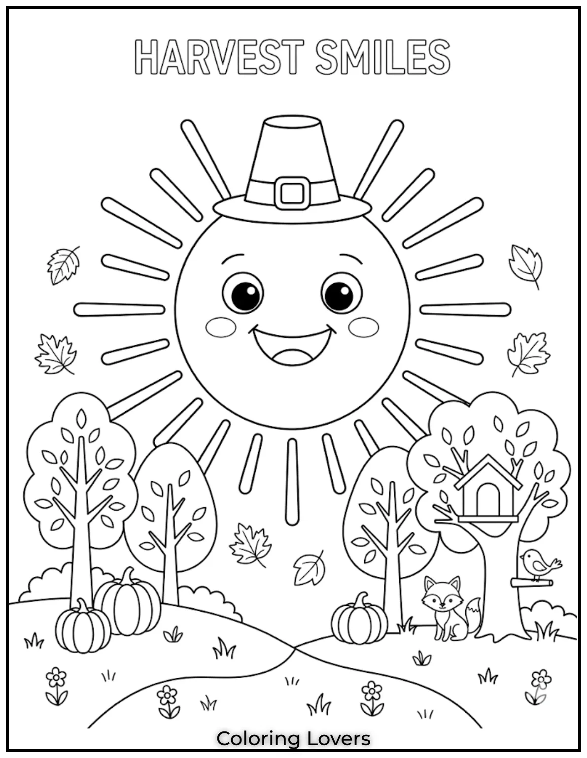 Smiling Sun FacesBig happy suns shine bright, making kids smile while coloring cheerful and silly Saturday scenes.
