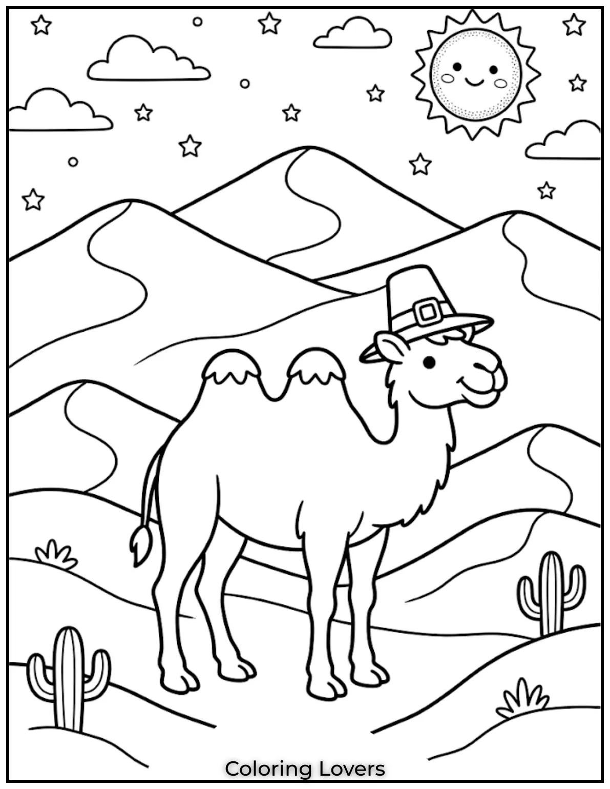 Desert Explorer RideCamels and sand dunes create fun desert scenes, making coloring feel like a real adventure.