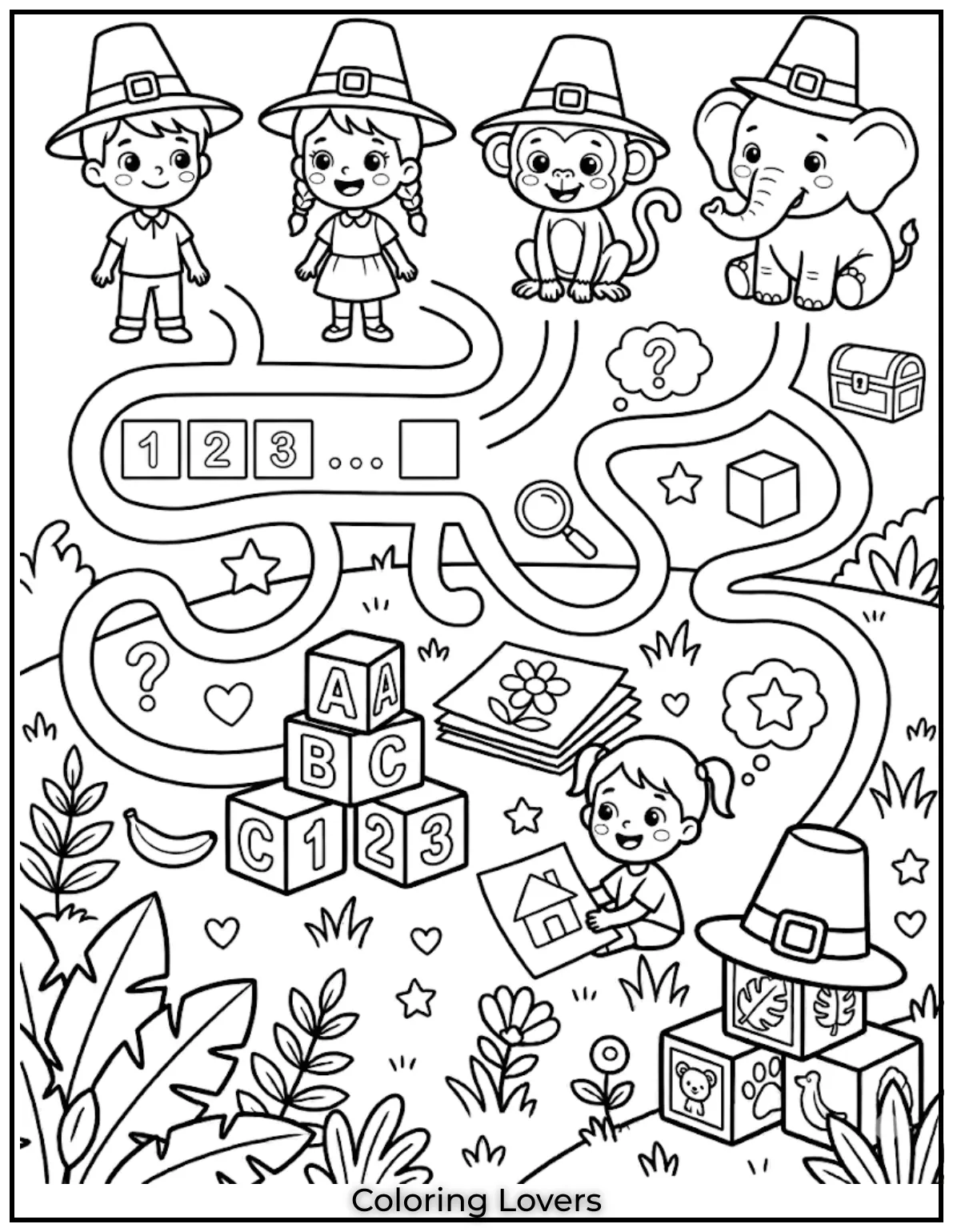 Tuesday Coloring Pages: Fun, Easy & Free Printable's 14 simple maze puzzle patterns creative thinking elements minimal design clean lines coloring activity page