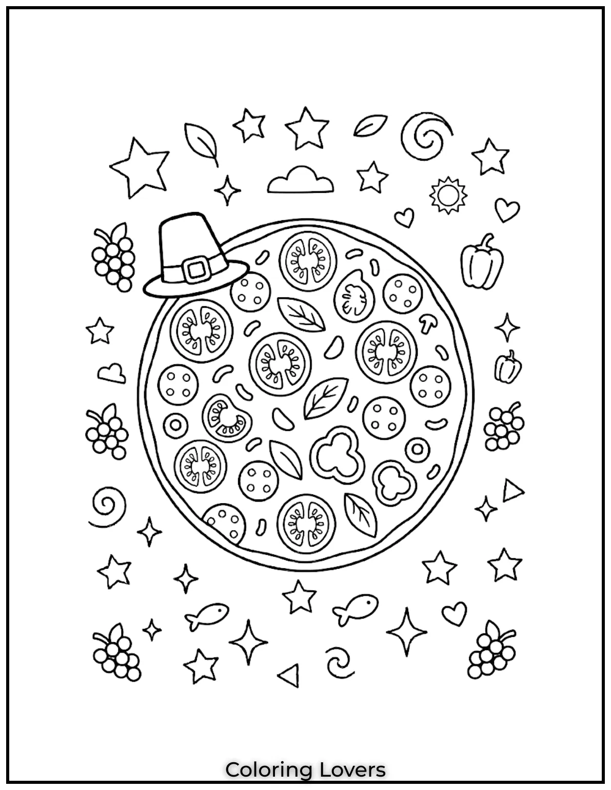 Fresh toppings like tomato and basil give this page a slightly realistic but still simple feel.