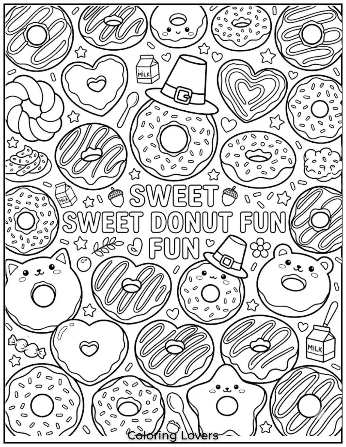 Assorted Donut Coloring Page