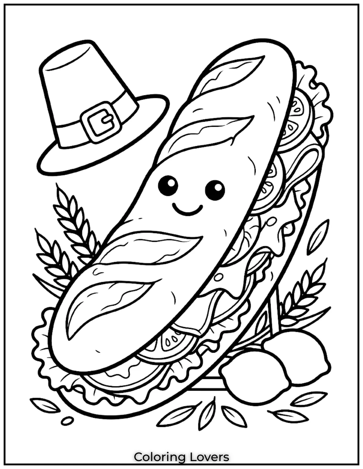 Long baguette sandwiches create unique coloring spaces perfect for imaginative food inspired artistic adventures everywhere today.
