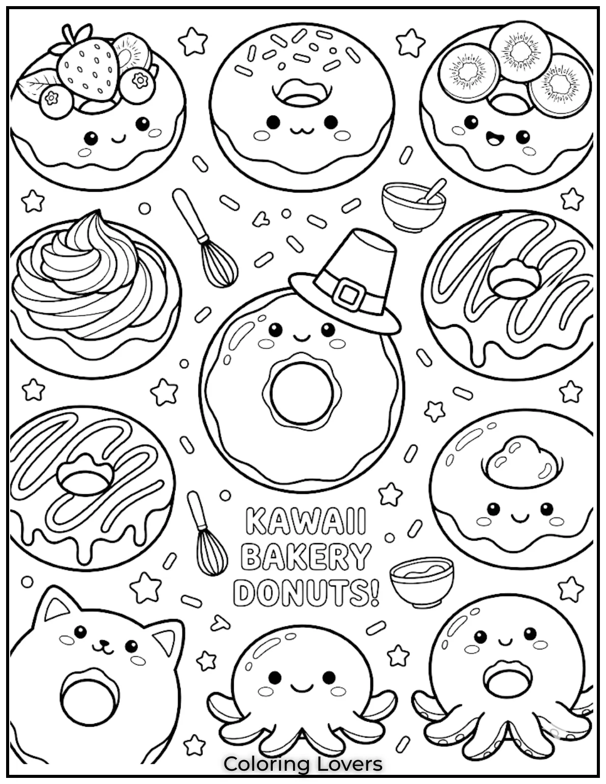 Bakery Donut Coloring Page