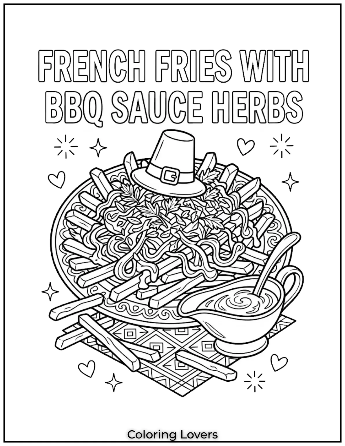 French Fries Coloring Pages: Cute, Funny & Easy Printable's 19 Barbecue Herb Fries Coloring Pages 1