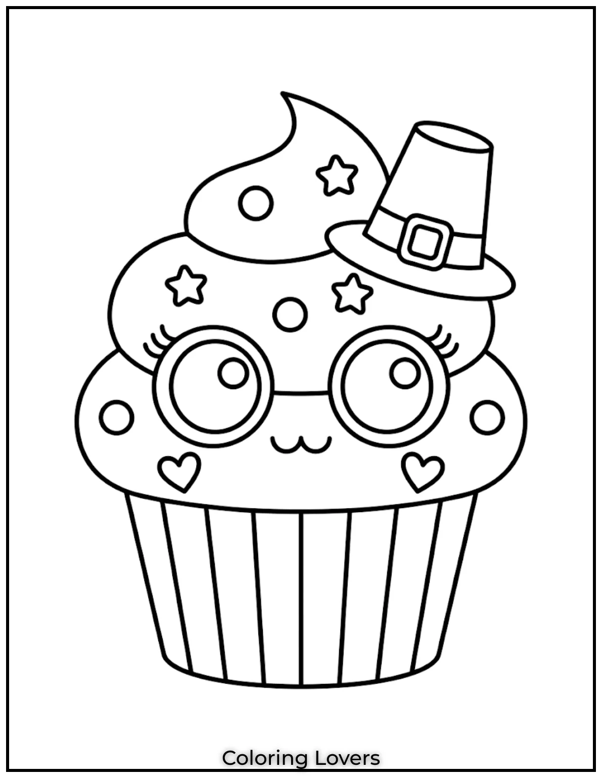 Kawaii Food Coloring Pages: Cute, Fun & Easy Printable Designs for Kids 22 Beginner Cupcake Eyes 1