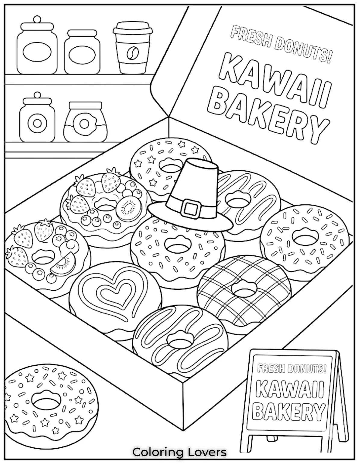 Box Donut Coloring Page