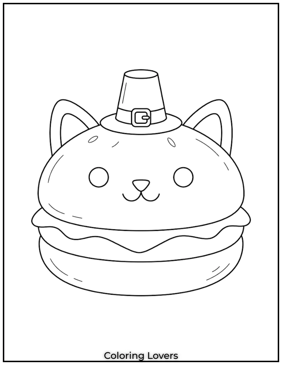 Burger Coloring Pages: Fun and Creative Food Art Printables 4 Cat Face Burger Bun Preschool Style 1