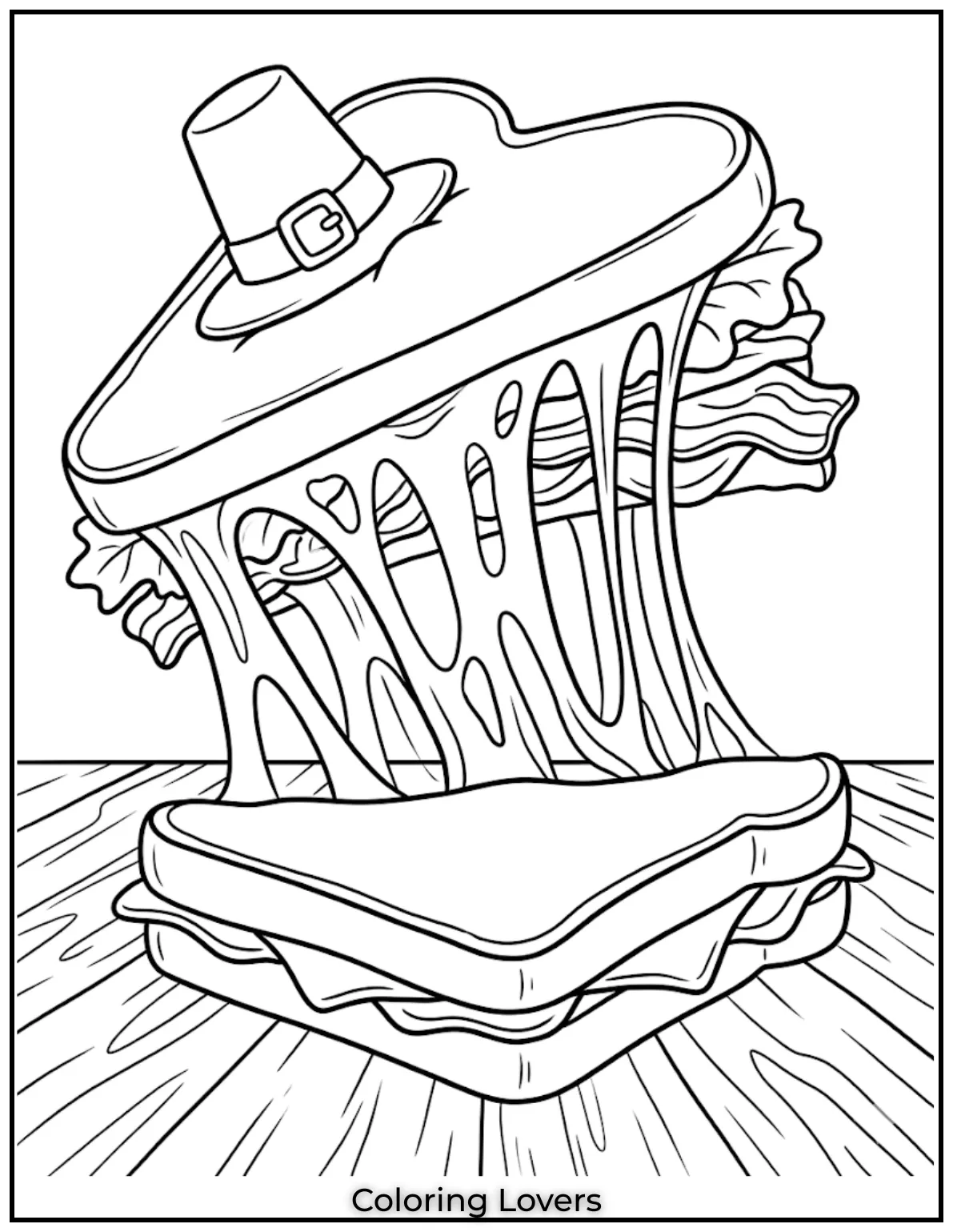 Sandwich Coloring Pages: Fun, Creative & Printable Food Art 15 Cheesy Melt Layers 1