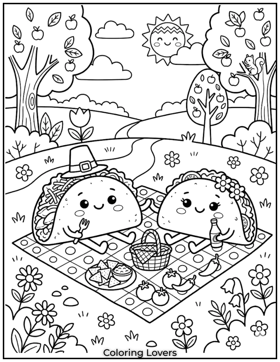 Chicken Taco Coloring Pages 1