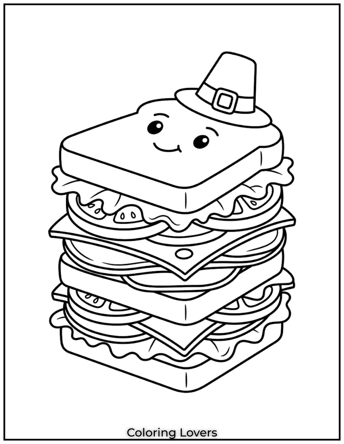 Club Sandwich StyleTall layered sandwiches create funny coloring adventures while kids imagine delicious lunchtime stacking competitions everywhere.