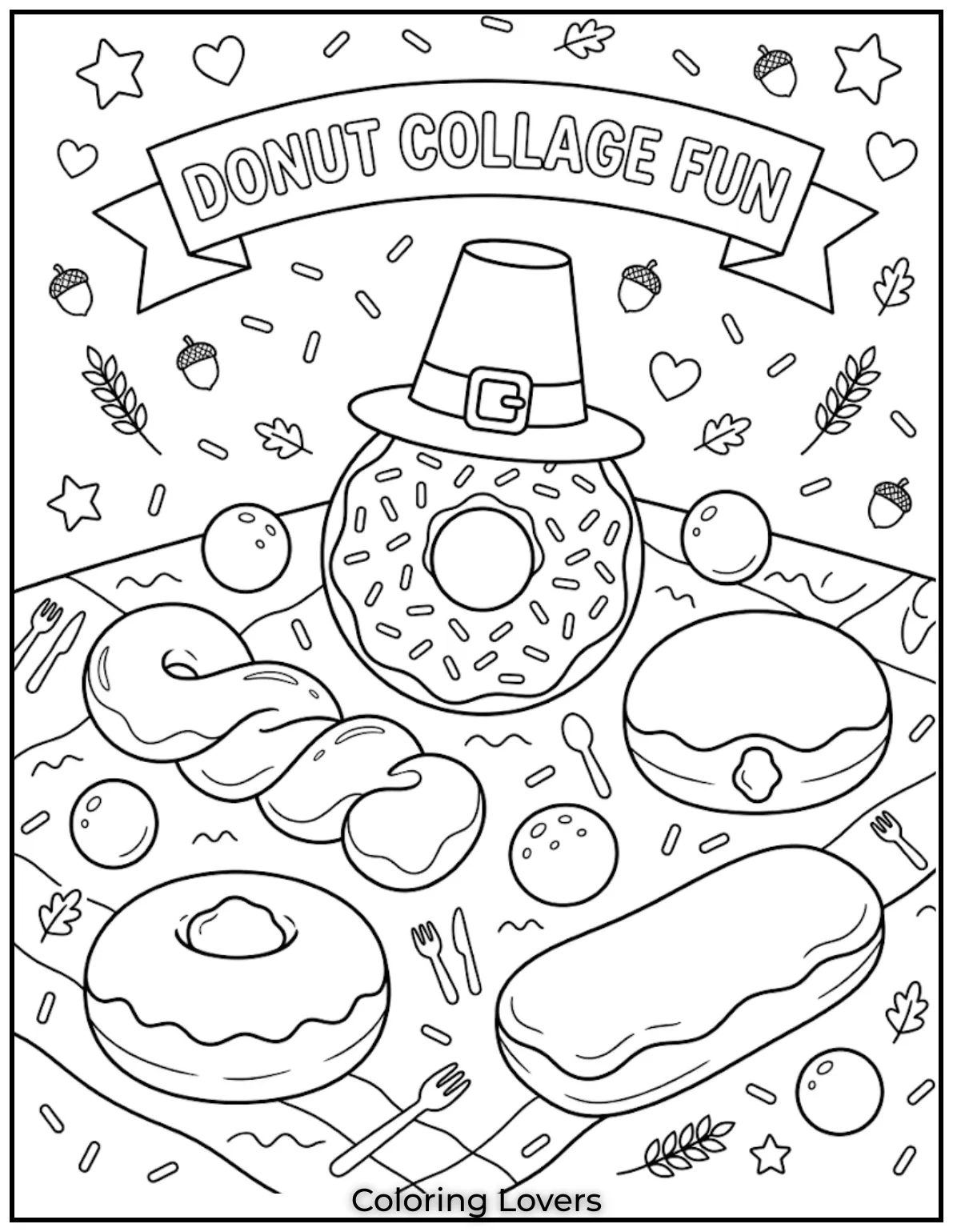 Collage Donut Coloring Page