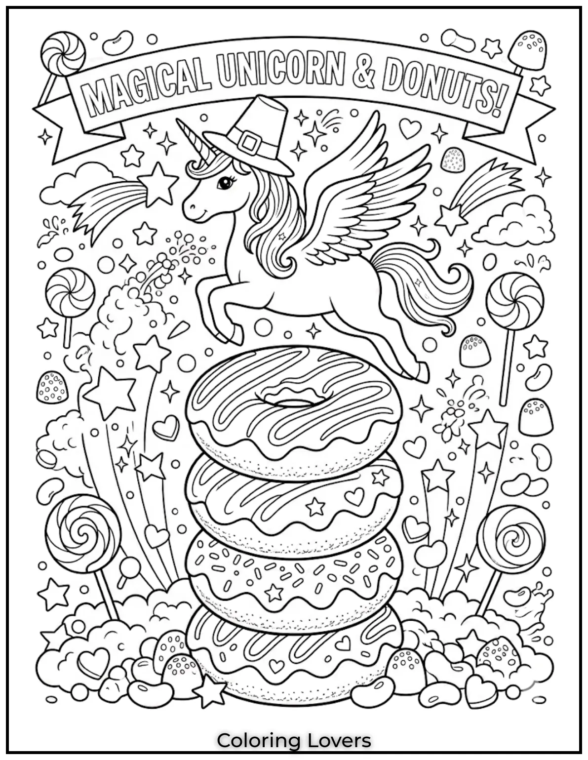 Flying Donut Coloring Page