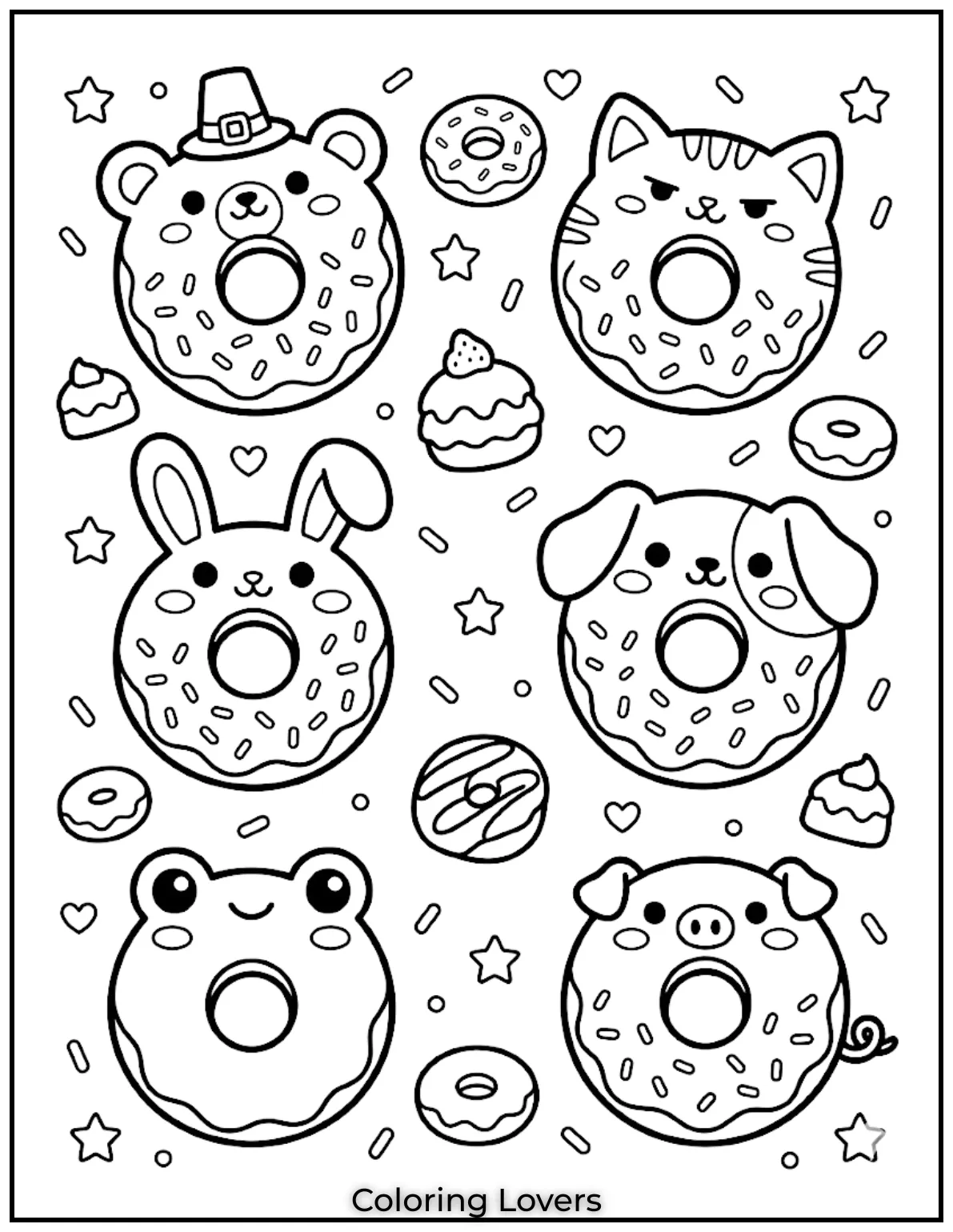 Funny Donut Coloring Page