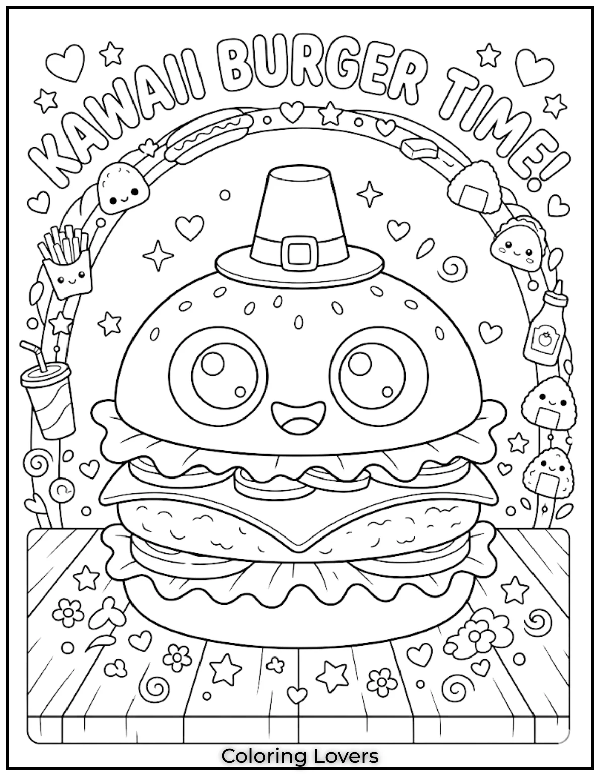 Burger Eyes LaughFunny burgers have giant googly eyes. Children smile while coloring tasty layers and silly happy burger faces.