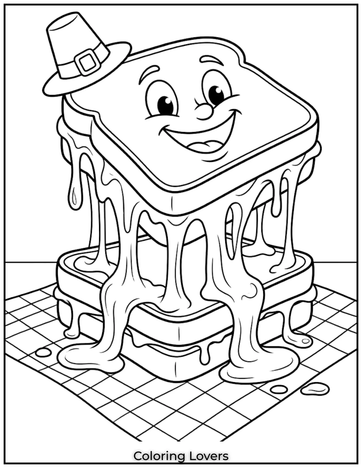 Sandwich Coloring Pages: Fun, Creative & Printable Food Art 4 Grilled Cheese Melt 1