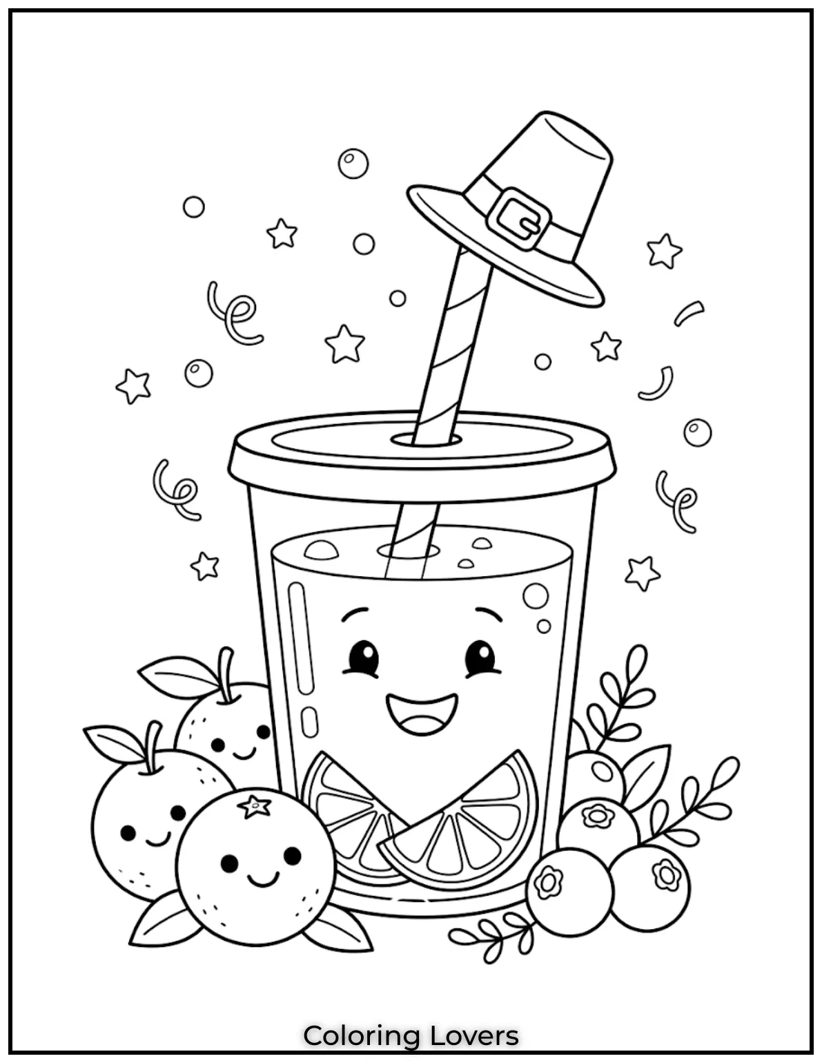 Happy Juice CupSmiling orange juice cup with striped straw designed for cheerful and easy kids coloring fun