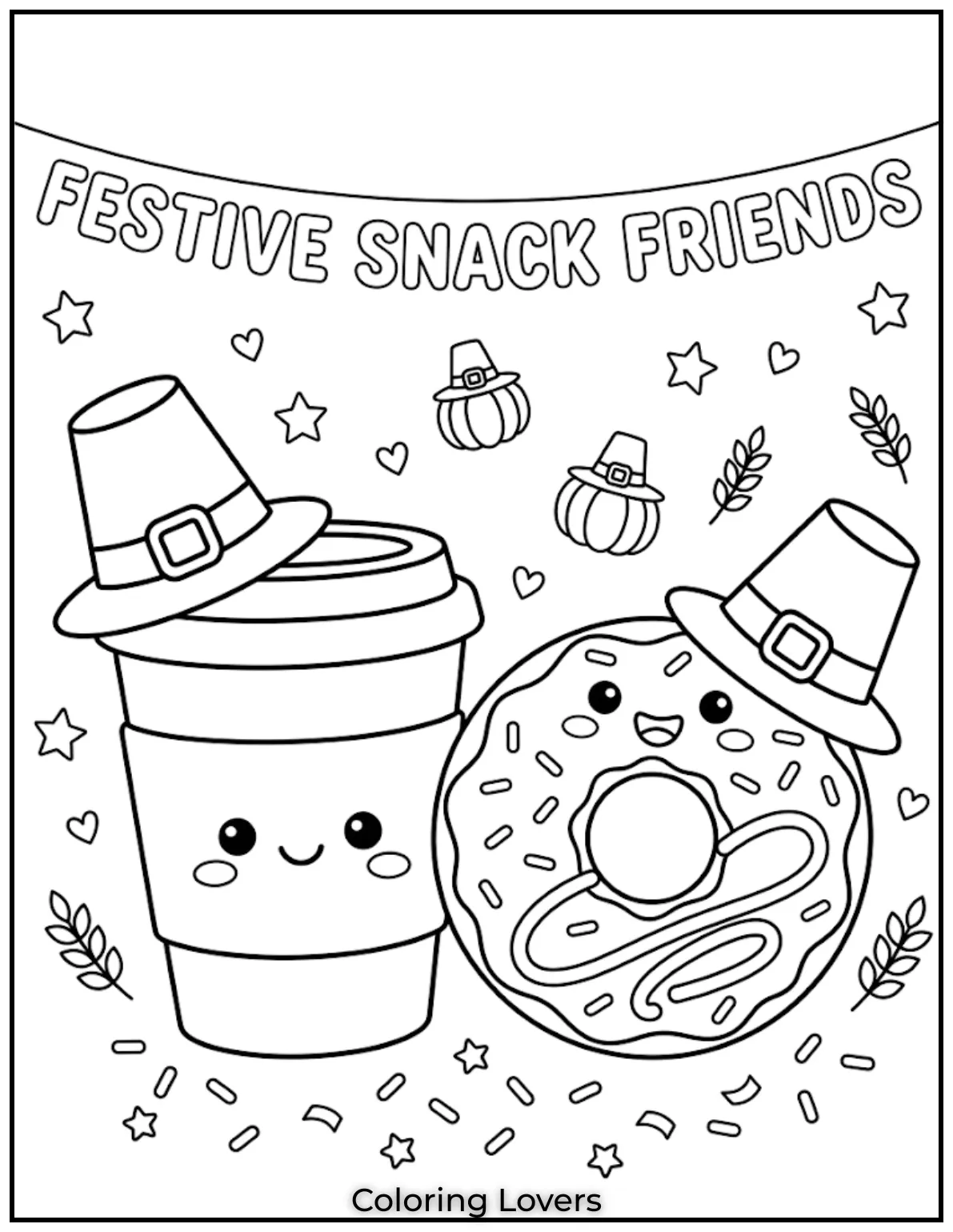 Kawaii Donut Coloring Page
