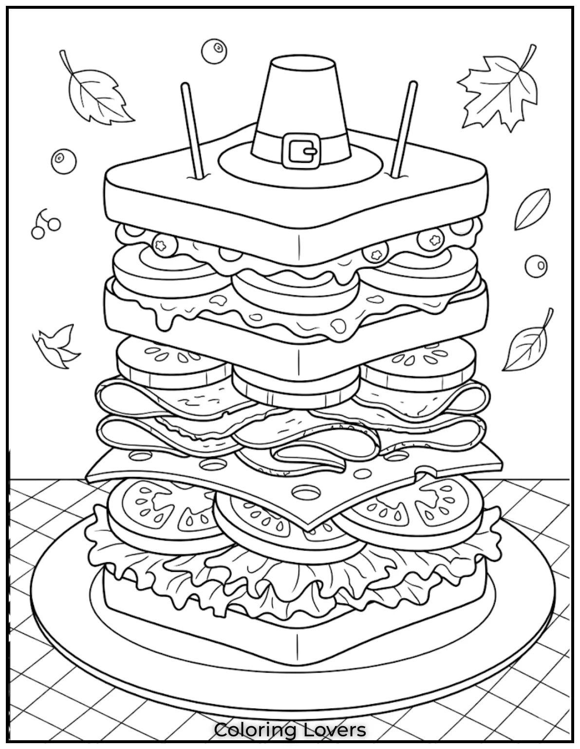 Sandwich Coloring Pages: Fun, Creative & Printable Food Art 20 Layered Flavor Fun 1
