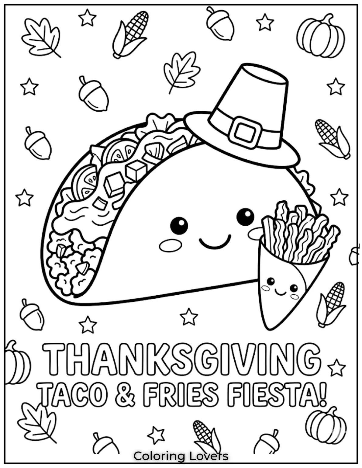 Loaded Fries Taco Coloring Pages 1