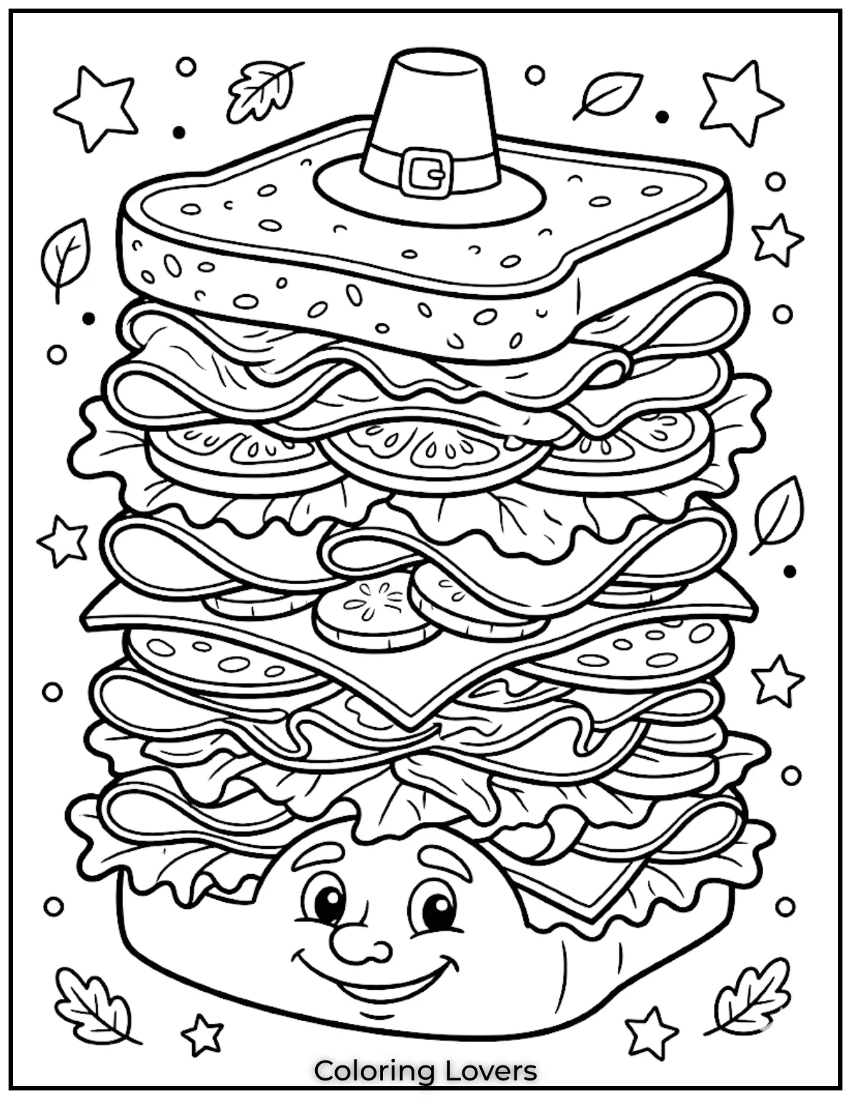 Large meat filled sandwiches create bold artwork ideas while kids enjoy imaginative lunchtime coloring adventures everywhere today.