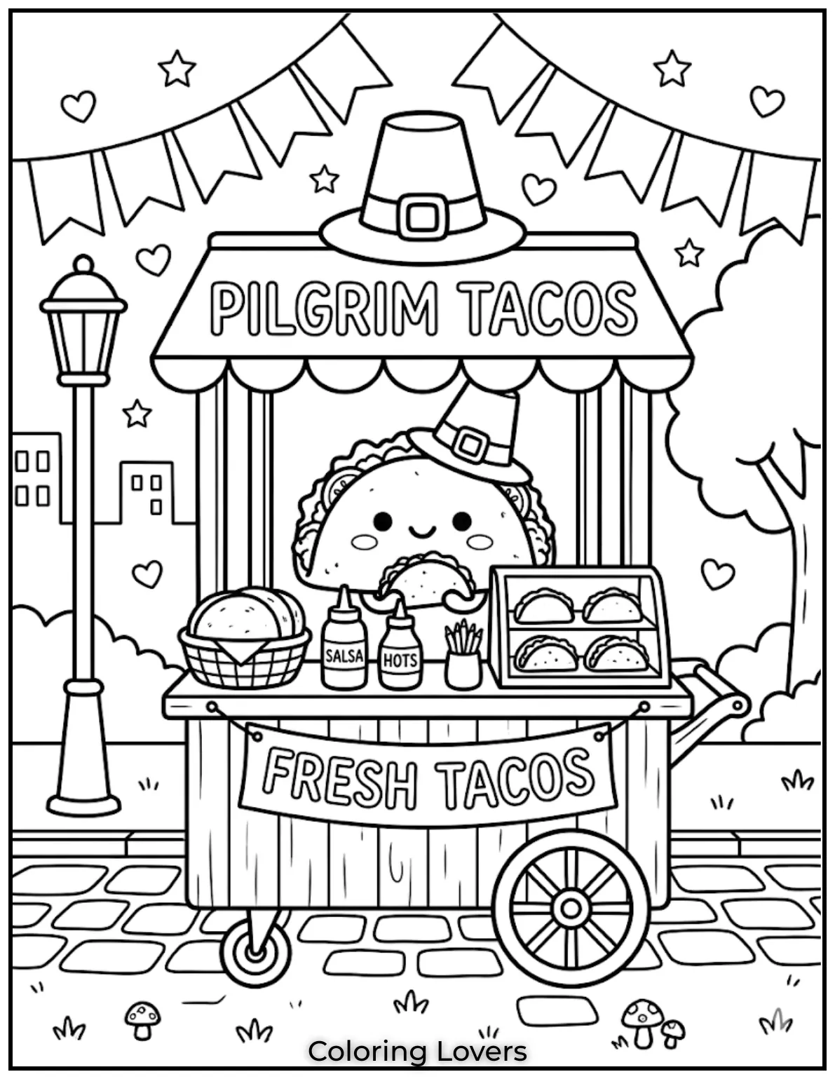 Mexican Street Taco Coloring Pages 1