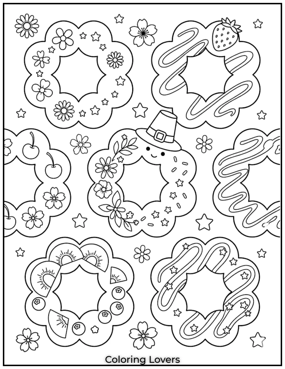 Mochi Donut Coloring Page