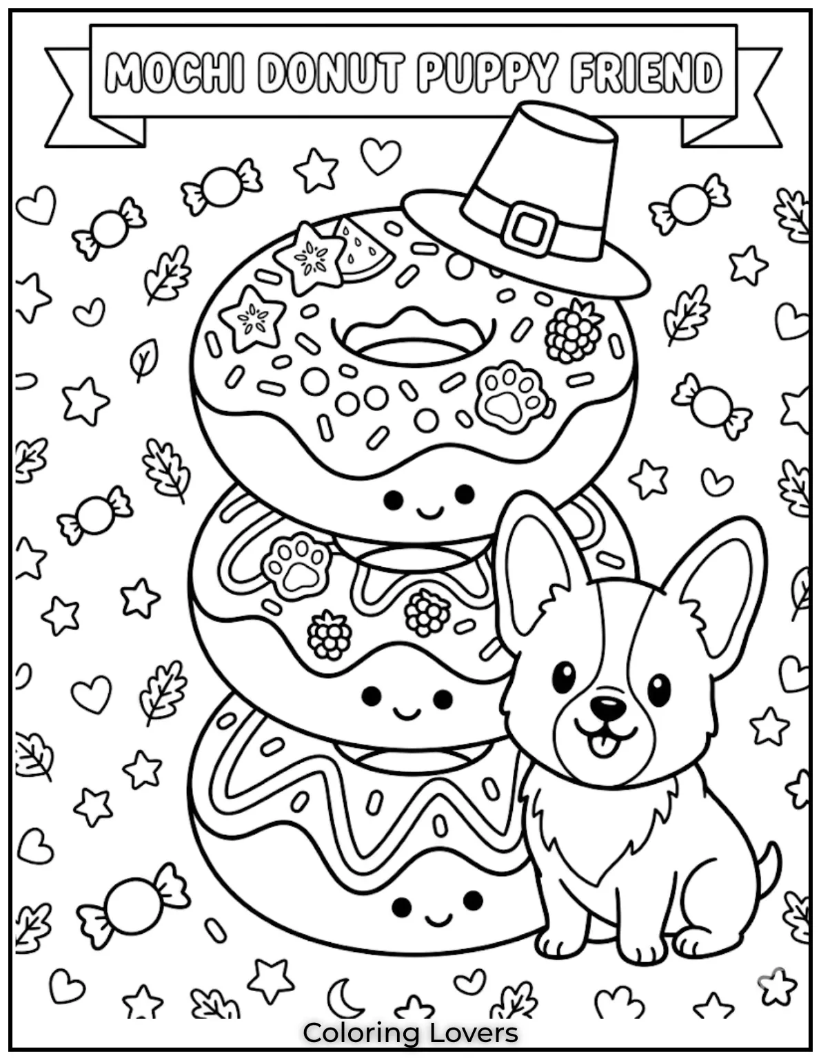 Puppy Donut Coloring Page