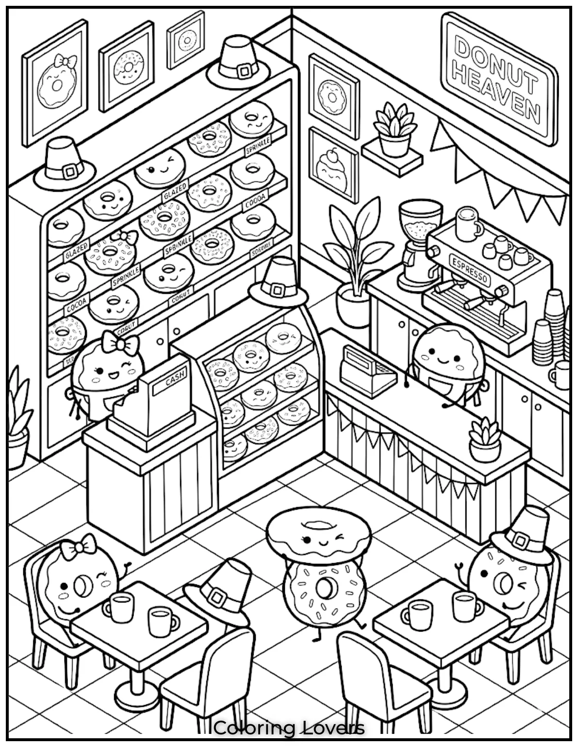 Shop Donut Coloring Page