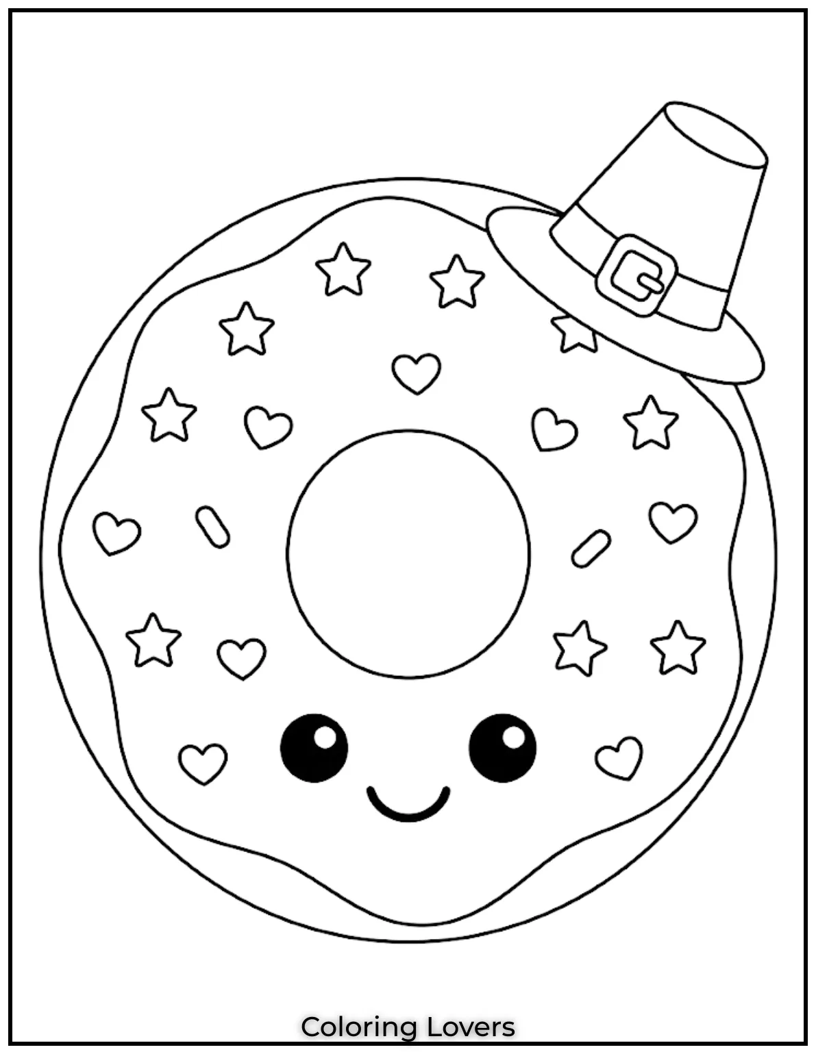 Smiling Donut Coloring Page