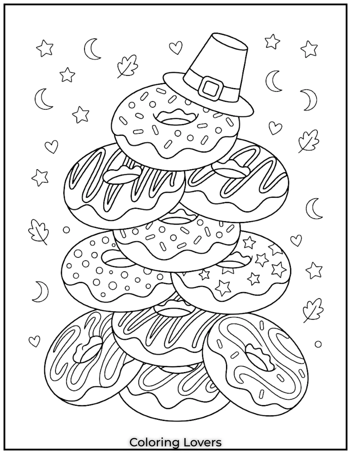 Stacked Donut Coloring Page