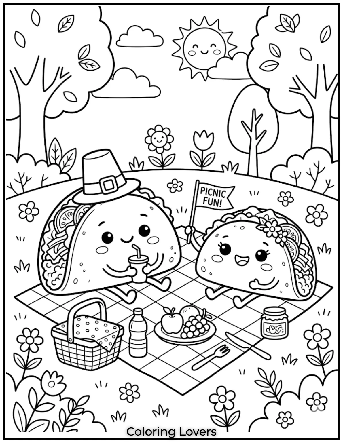 Street Taco Picnic Coloring Pages 1