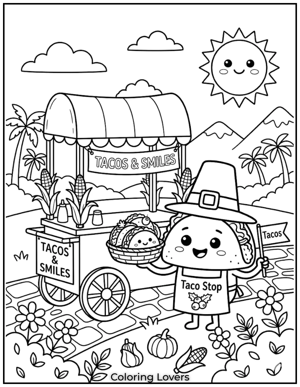 Street Taco Vendor Coloring Pages 1
