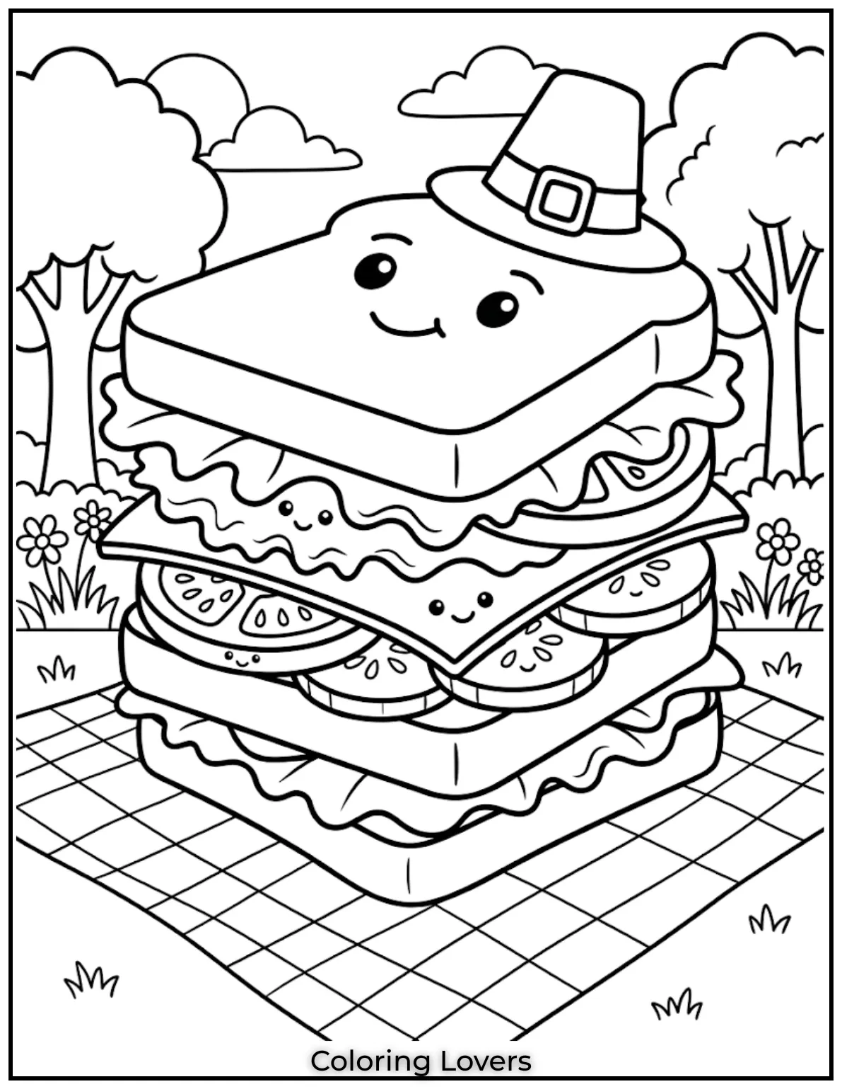 Veggie Sandwich DelightFresh vegetables bring colorful excitement, helping children create cheerful sandwich pages filled with healthy creative fun.