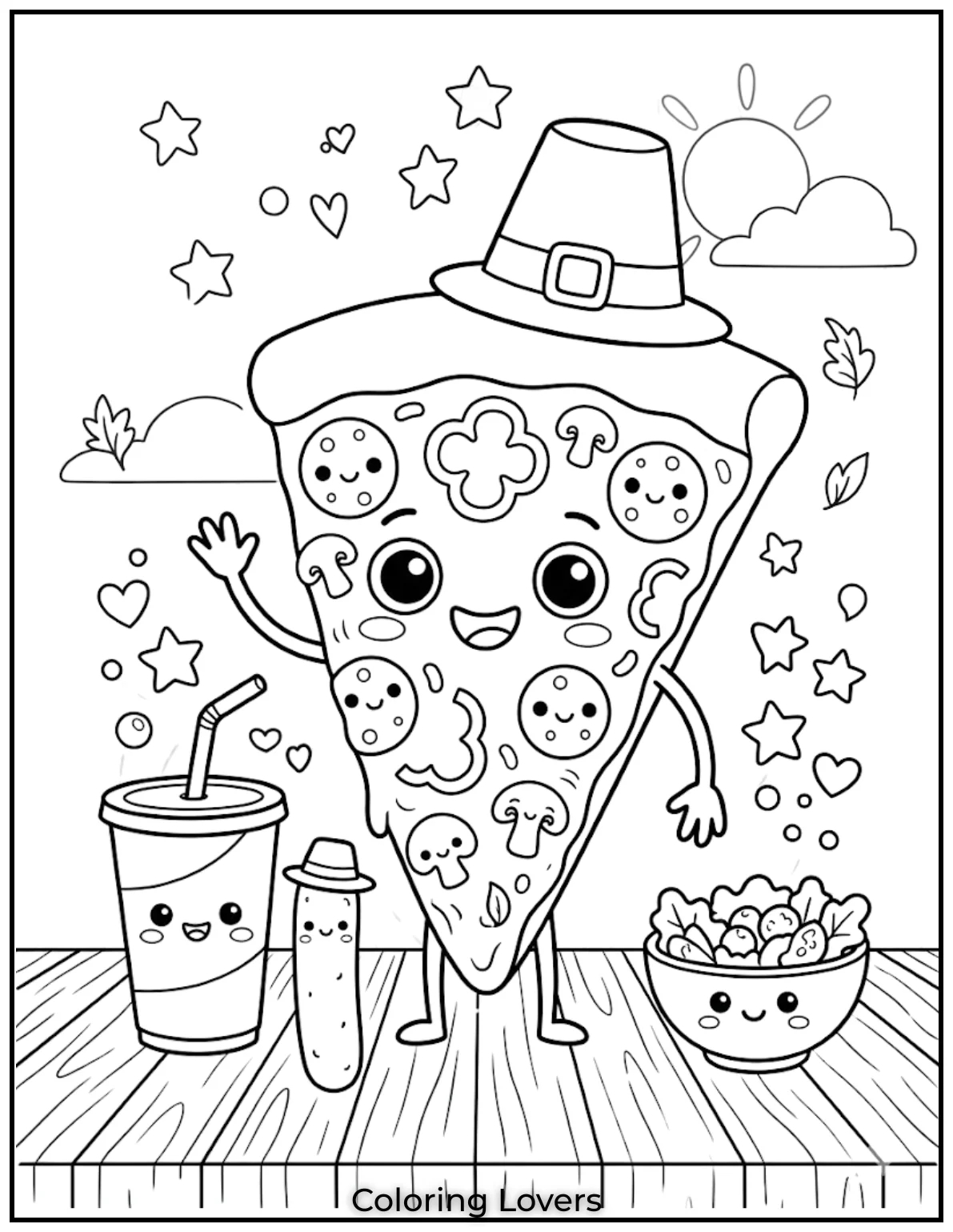 Pizza Slice WavesCute pizza slices wave happily everywhere. Bright toppings and cheesy smiles make coloring activities extra enjoyable today.
