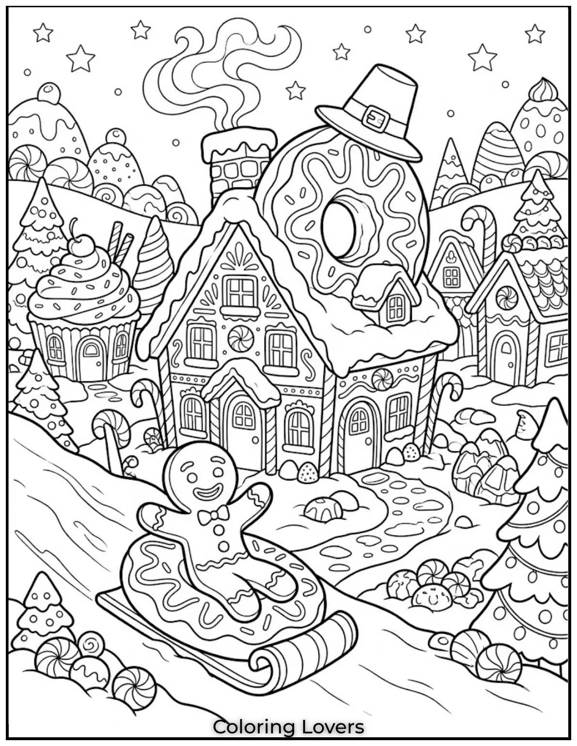 Winter Donut Coloring Pages
