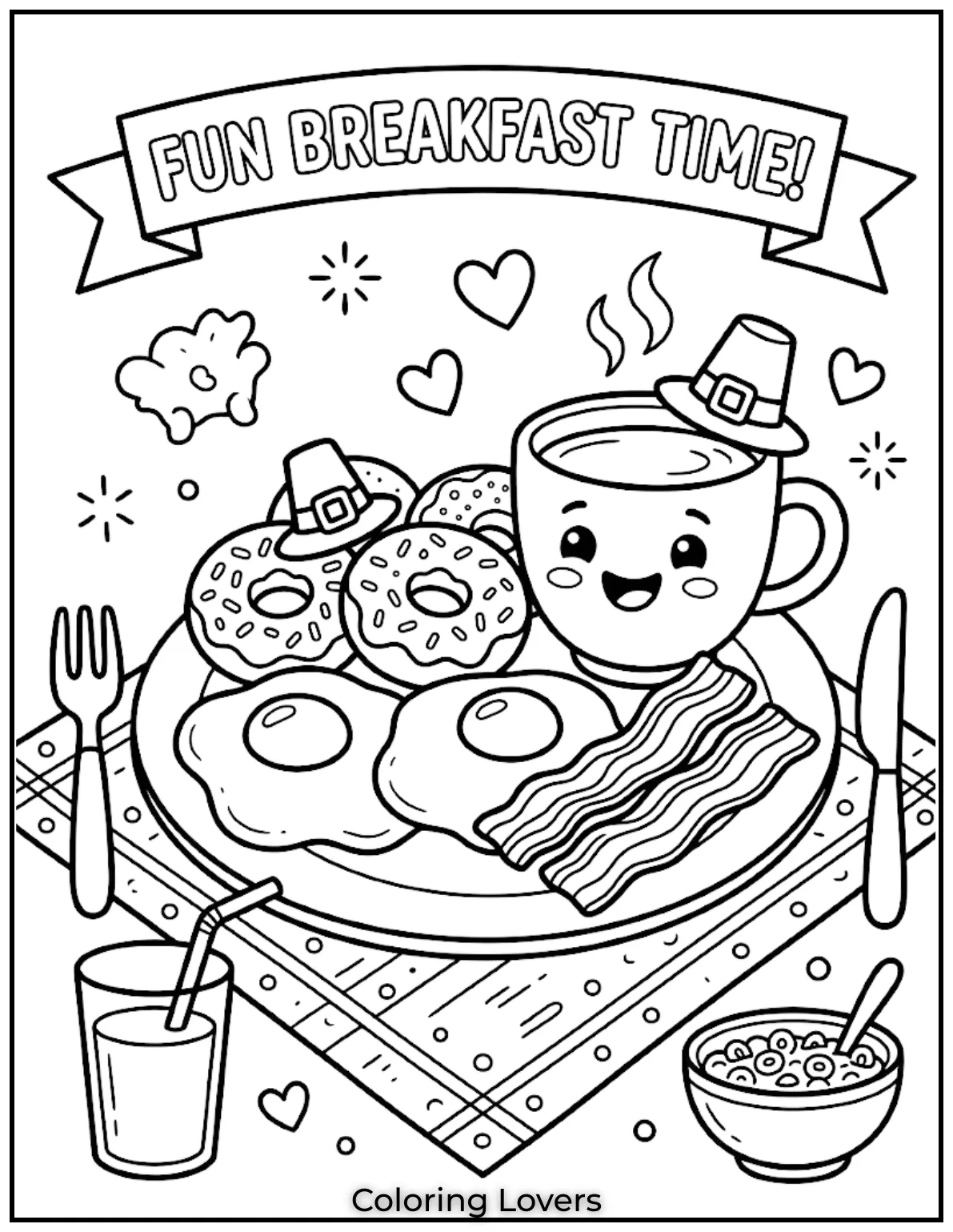 Breakfast Donut Coloring Pages