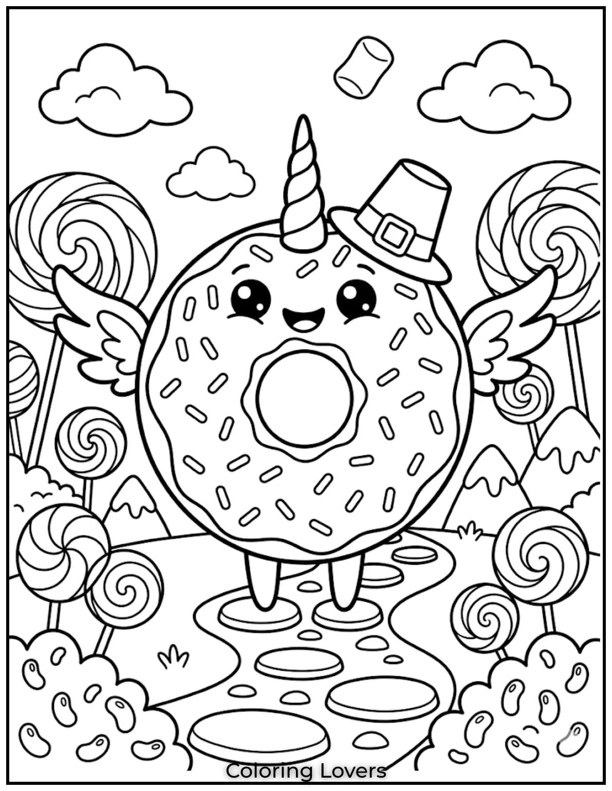 Cute Donut Coloring Pages