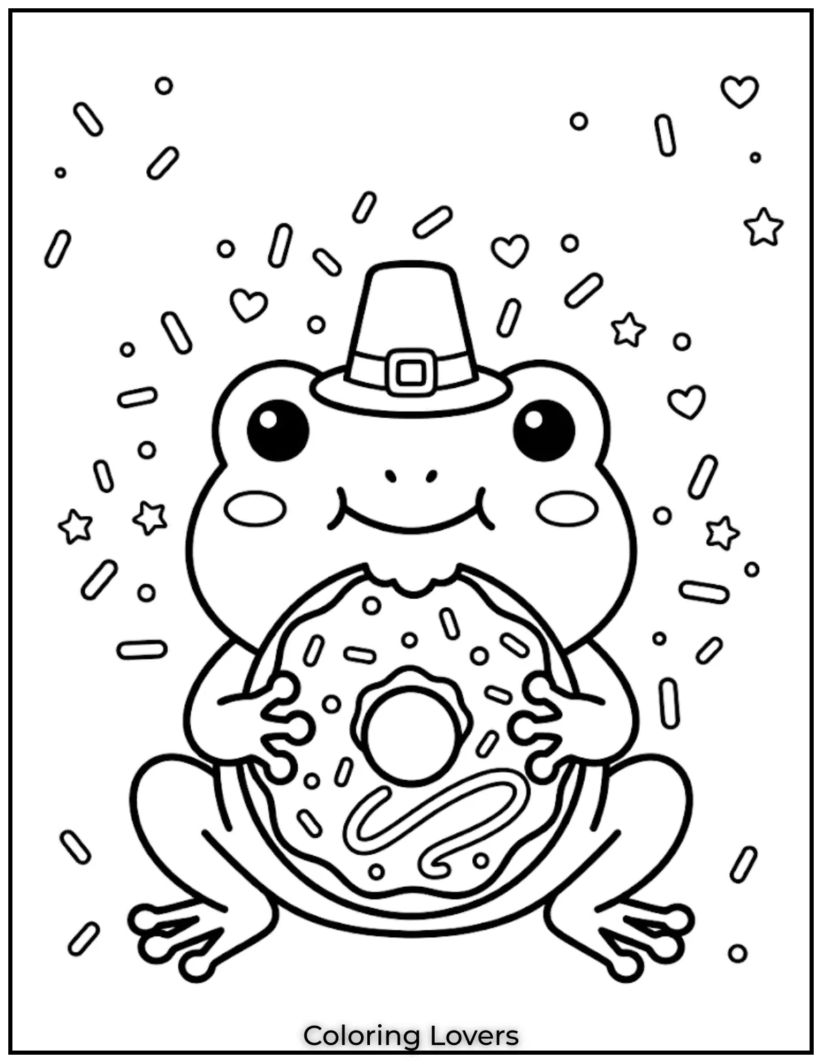Frog Donut Coloring Pages