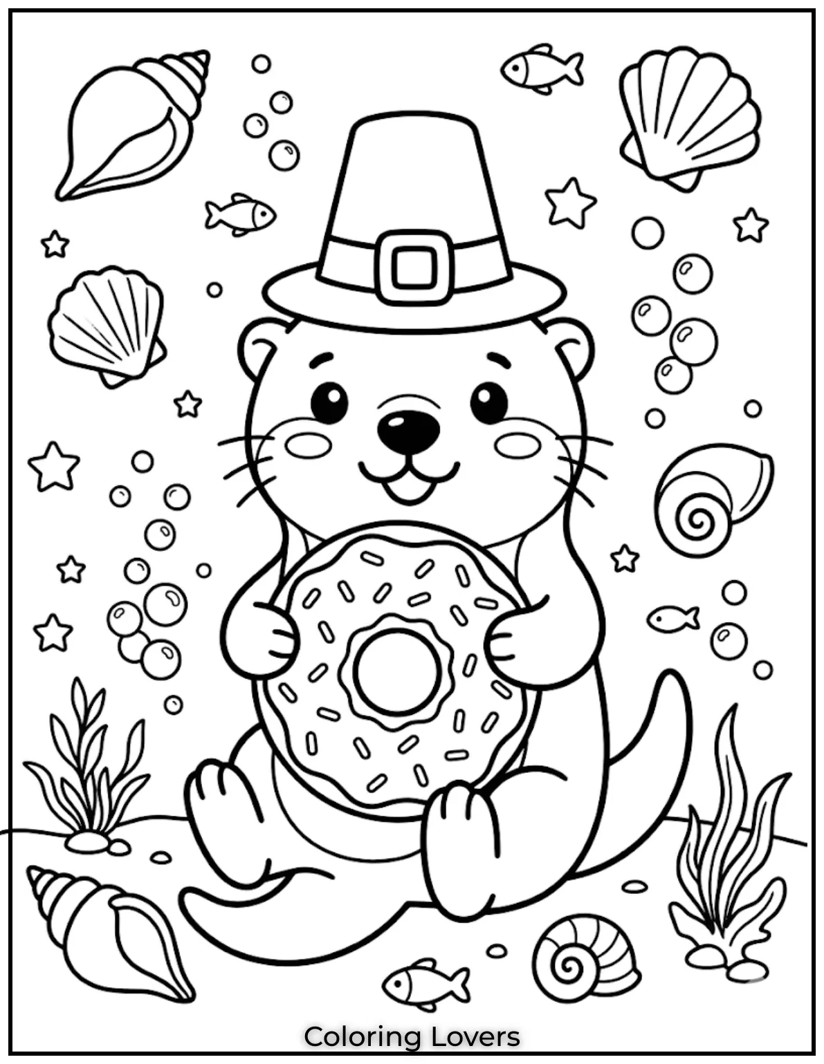 Otter Donut Coloring Pages
