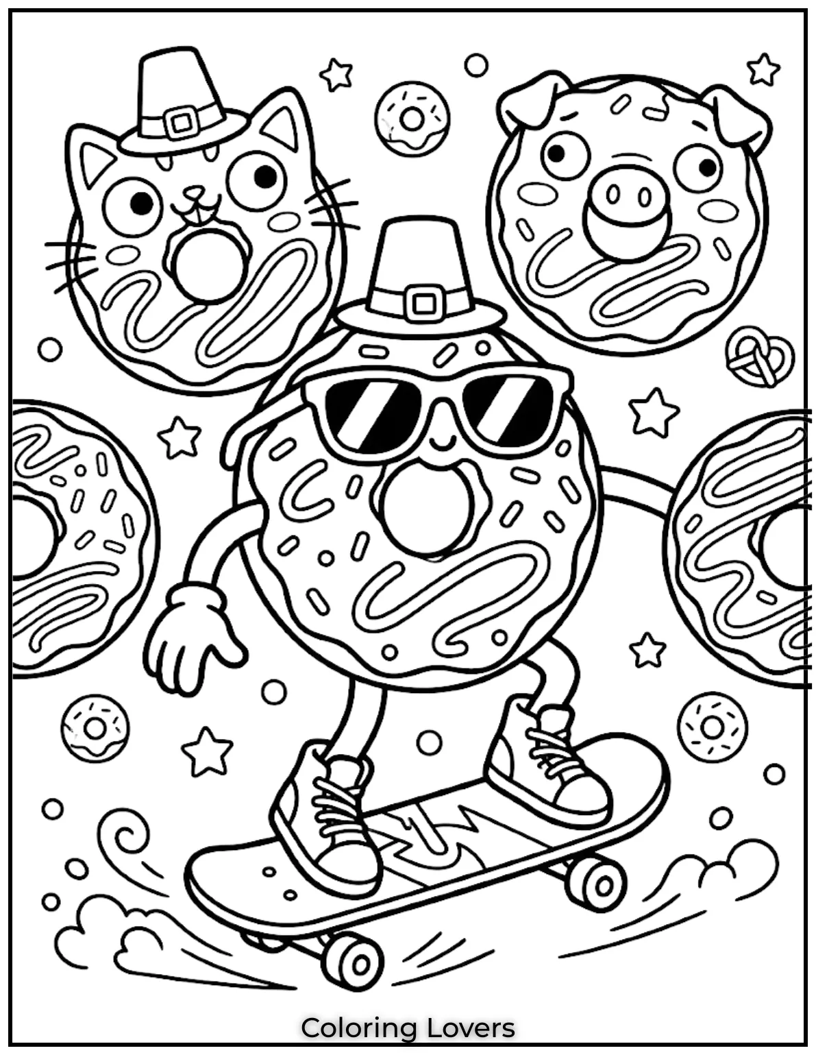 Skateboard Donut Coloring Pages